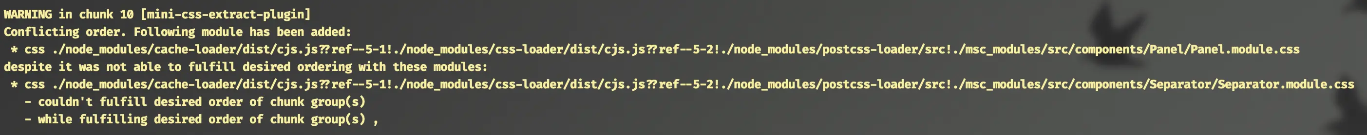 Console output
