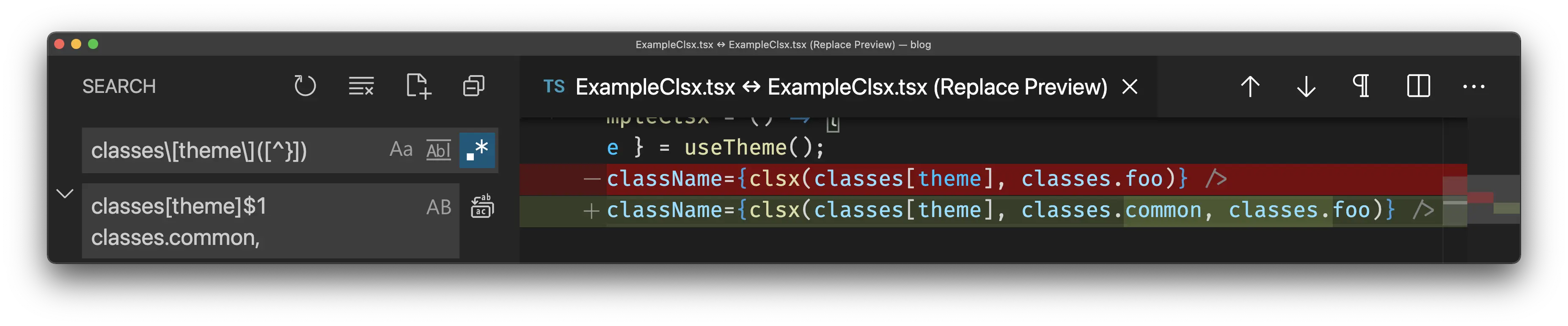 Replace results in the clsx case, final