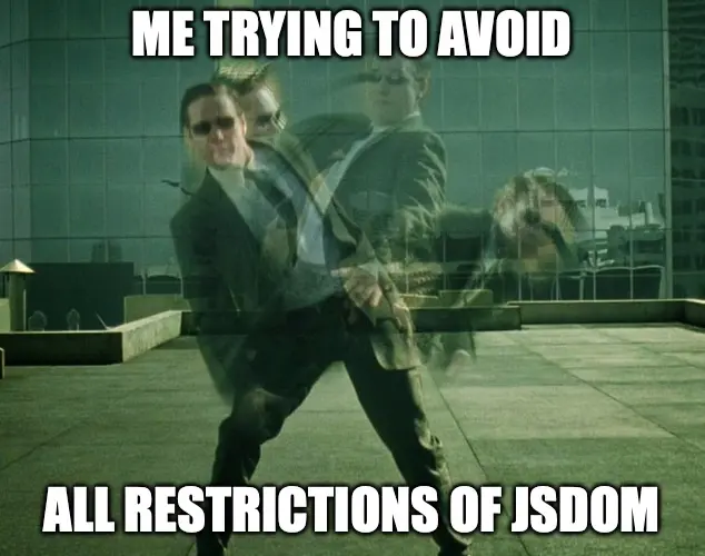 Matrix meme: avoiding jsdom restrictions
